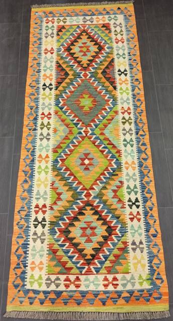 Runner Rug Classic, Handmade Artisan Afghan Turkish Persian Qashqai Navajo Bohemian Wool Flatweave Multicolour Kilim 217x82 cm - image 1
