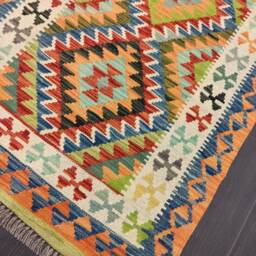 Runner Rug Classic, Handmade Artisan Afghan Turkish Persian Qashqai Navajo Bohemian Wool Flatweave Multicolour Kilim 217x82 cm - thumbnail 2
