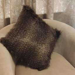 Luxury Brown & Beige Fleck Deluxe Faux Fur Cushion Cover - Handmade Sofa Pillow Case - thumbnail 2