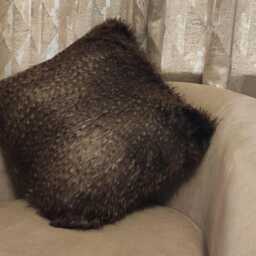Luxury Brown & Beige Fleck Deluxe Faux Fur Cushion Cover - Handmade Sofa Pillow Case - thumbnail 3