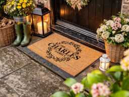 Charles Family Wreath Doormat - Personalized Botanical Welcome Mat - thumbnail 1