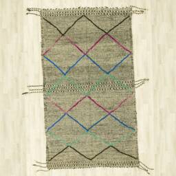 Handmade Zanafi Kilim Rug Grey Moroccan Area Rug - 4.6x8.2 Ft - thumbnail 2