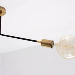 Sira - Mid Century Modern Chandelier Black & Brass Two-Light Pendant Lamp - thumbnail 4