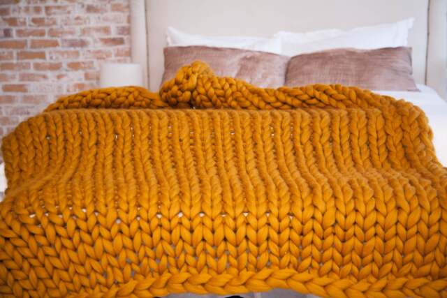 Chunky Knit Blanket Handmade Giant Wool Merino Merino Throw Throw 45 Colors - image 1