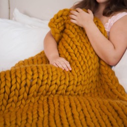 Chunky Knit Blanket Handmade Giant Wool Merino Merino Throw Throw 45 Colors - thumbnail 3