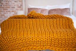 Handmade Chunky Knit Merino Wool Blanket, Giant Throw