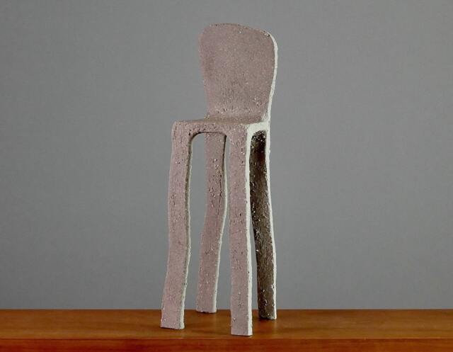 Sculpture. Ceramic. Chair. 33 cm. Concrete Gray. Art Object. Decoration. Gift - image 1