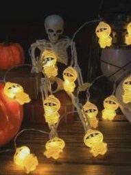 Mummy String Lights, Halloween Decor, Spooky Indoor Outdoor Fairy Party, Gothic Home Scary Party Lights - thumbnail 2
