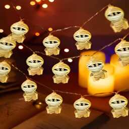 Mummy String Lights, Halloween Decor, Spooky Indoor Outdoor Fairy Party, Gothic Home Scary Party Lights - thumbnail 1