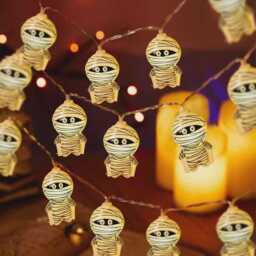 Mummy String Lights, Halloween Decor, Spooky Indoor Outdoor Fairy Party, Gothic Home Scary Party Lights - thumbnail 4