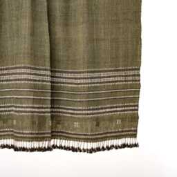 Olive Green Striped Indian Wool Throw Blanket, Handwoven Sofa Coverlet With Bed Accent - Garnet - thumbnail 2