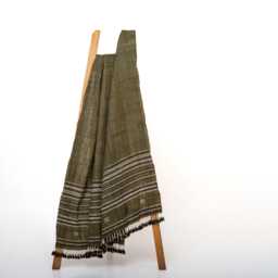 Olive Green Striped Indian Wool Throw Blanket, Handwoven Sofa Coverlet & Bed Runner - Garnet - thumbnail 4