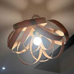 Wooden Ceiling Light - Pendant Handmade Wood Lampshade Unique Flush Mount - thumbnail 3