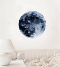 Moon Wall Decal, Watercolor #2, Removable Fabric Sticker, Peel & Stick Art For Kids Nursery Room Decor - thumbnail 1