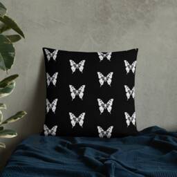 Gothic Cushion Cover, Gothic Couch Cushion, Monochrome Decorative Pillow, Butterfly Cushion Cover, Black An White - thumbnail 3