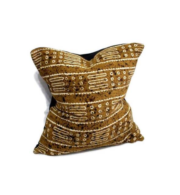 Olive Mud Cloth Pillow Cover - 20x20