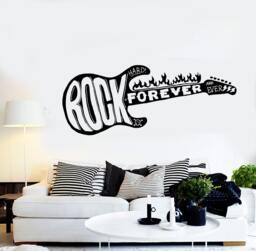 Wall Vinyl Music Rock Forever Guitar Fire Guaranteed Quality Decal Mural Art 1539Dz - thumbnail 1