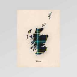 Clan Weir Scottish Tartan Map - Of Scotland Family Wall Decor, Ready To Hang - thumbnail 2