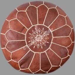 Set Of 4 Handmade Moroccan Leather Poufs - Natural Tan Ottoman - thumbnail 1