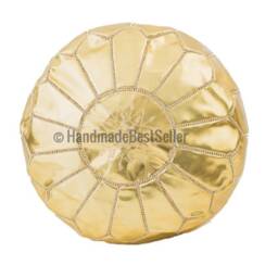 Set Of 4 Handmade Moroccan Leather Poufs - Natural Tan Ottoman - thumbnail 4