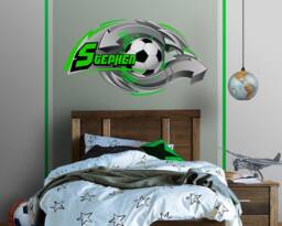 Original Digital Graffiti Art, Soccer Personalized Name Wall Decal, Eco Friendly Mural For Kid's Room, Boy's, Teen Room Decor - thumbnail 1