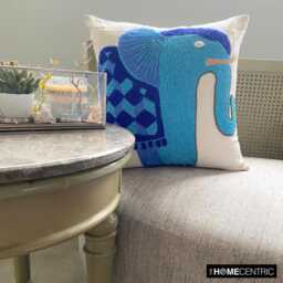 "Designer Elephant Blue Bed Pillow 24""x24""/26""x26" - thumbnail 3