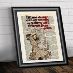 Art Print On Dictionary Book Page Alice in Wonderland. Inspirational Quotation Artwork Upcycled Media. Wall Art Vintage Alice - thumbnail 2