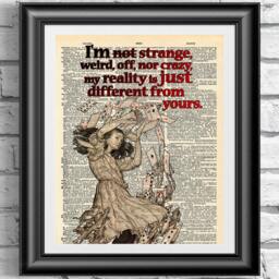 Art Print On Dictionary Book Page Alice in Wonderland. Inspirational Quotation Artwork Upcycled Media. Wall Art Vintage Alice - thumbnail 1