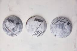 Set Of 3 Abstract Ceramic Wall Art, Geometric Sgraffito Design