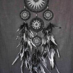 Dream Catchers Black Dreamcathcer Monochrome Wall Hangings Boho Style Catcher Gift Large Dreamcatcher Silver Decor - thumbnail 2