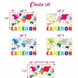 Personalized Name Puzzle With Pegs World Map Birthday Baby Gift Montessori Toys Wood World Educational - thumbnail 3