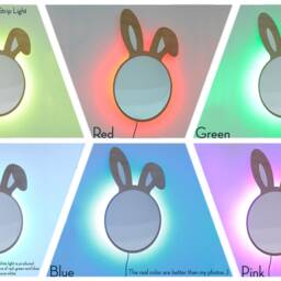 Safety Mirror Cloud With Led Light - Wall Decor Nursery Kid Wooden - thumbnail 4