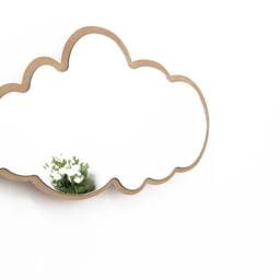 Safety Mirror Cloud With Led Light - Wall Decor Nursery Kid Wooden - thumbnail 2