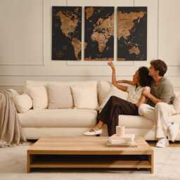 Push Pin World Map Wall Art, Family Travel With Pins Apartment Decor, 3D Gifts For Travelers, Tracker Hanging - thumbnail 3