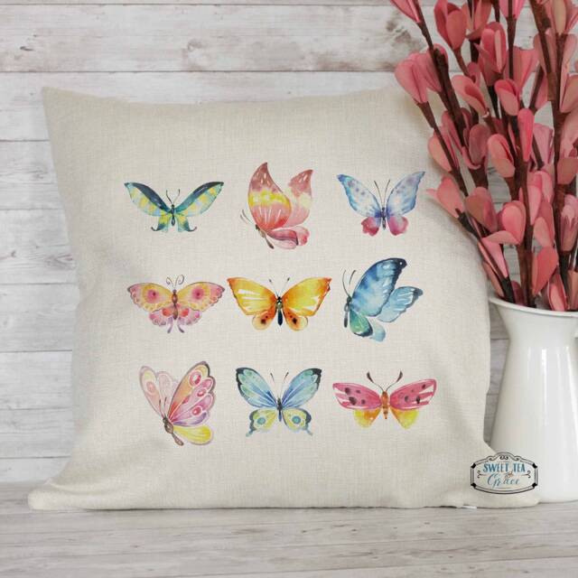 Butterfly Throw Pillow, Decorative Home Decor, Spring Summer Easter