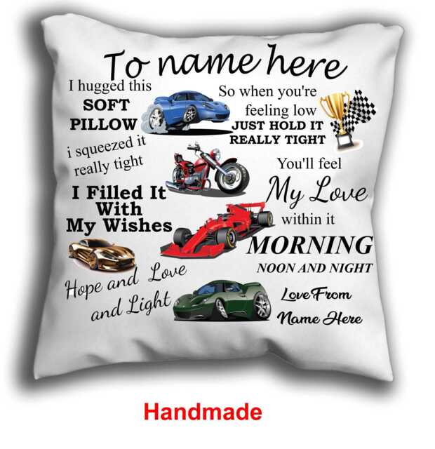 Personalised Sports Car Cuddle Cushion Grandson Son Pillow Personalise - image 1