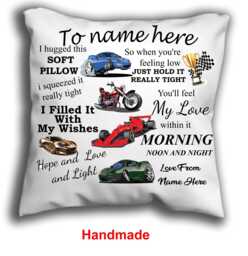 Personalised Sports Car Cuddle Cushion Grandson Son Pillow Personalise - thumbnail 1