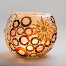 Wind Light Handmade in Spain-Fracture Solid Fiberlascubus With Shells Snail Shape - Colour Red - thumbnail 2
