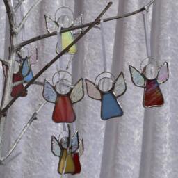 stained Glass Angel Christmas Ornament Handmade Holiday Decor - thumbnail 3