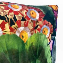 Floral Chenille Cushion Cover Double-Sided Print, Black Piping - 17x17 - thumbnail 2