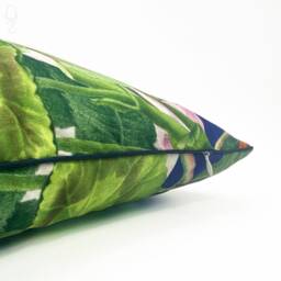 Floral Chenille Cushion Cover Double-Sided Print, Black Piping - 17x17 - thumbnail 3