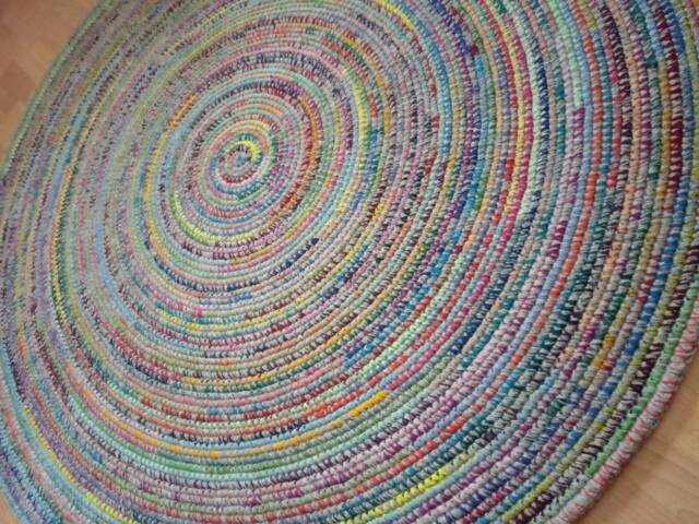 Handmade Wool Round Rug, Crochet Colorful Area Rug - image 1