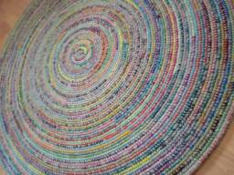 Handmade Wool Round Rug, Crochet Colorful Area Rug - thumbnail 1