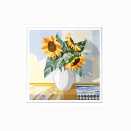Sunflower Serenade, Flower Vase Print, Yellow Flower Painting, Abstract Flower, Modern Wall Art Nature, Decor - thumbnail 2
