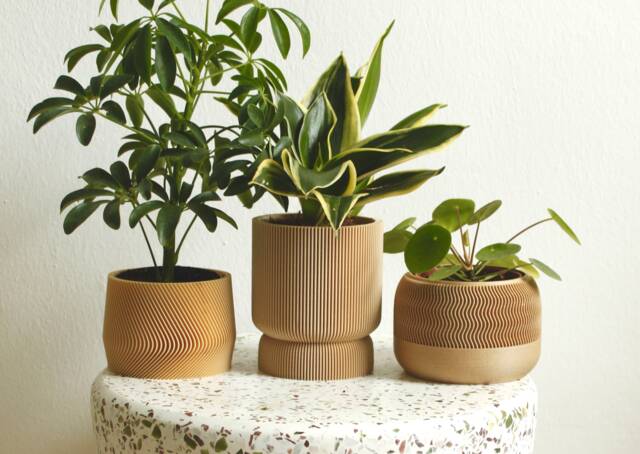 Set Of 3 Small Planters 3D-Printed Bioplastic Indoor Pots Mayla, Elif, Jadzia - image 1