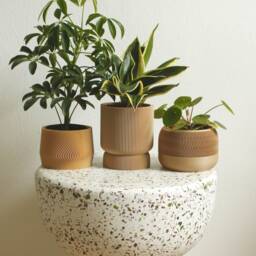 Set Of 3 Small Planters 3D-Printed Bioplastic Indoor Pots Mayla, Elif, Jadzia - thumbnail 2