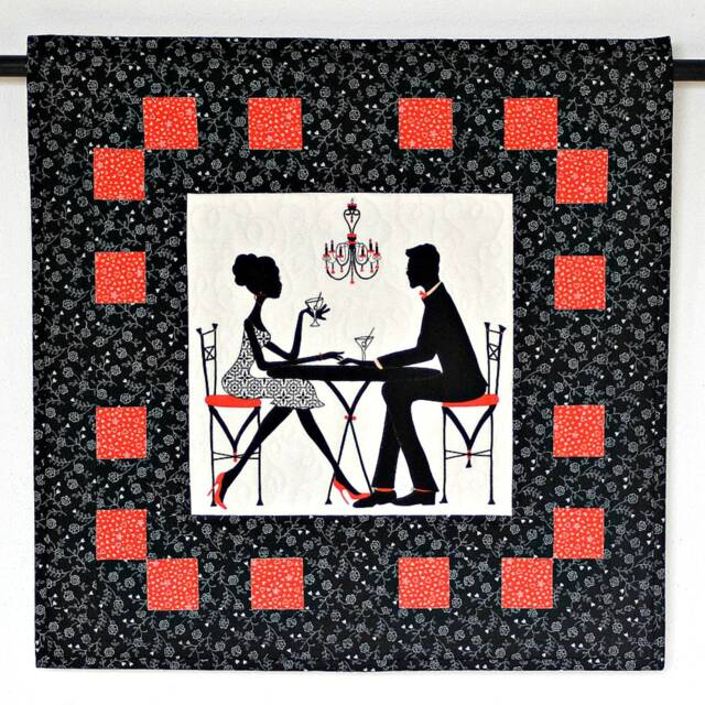"Quilted Wall Hanging, Silhouette Couple, 18.50""x18.50" - image 1