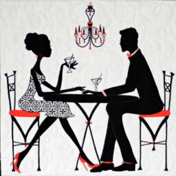 "Quilted Wall Hanging, Silhouette Couple, 18.50""x18.50" - thumbnail 2