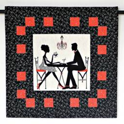 "Quilted Wall Hanging, Silhouette Couple, 18.50""x18.50"