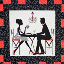 "Quilted Wall Hanging, Silhouette Couple, 18.50""x18.50" - thumbnail 3